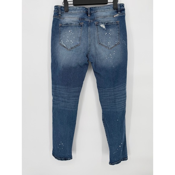 KanCan Jeans Womens Distressed Blue Paint Splatter Skinny Leg Denim Size 11 29 - Picture 2 of 7